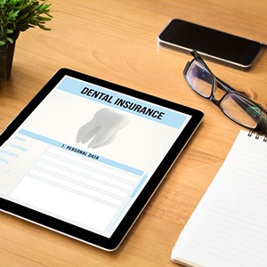 Dental insurance information on electronic tablet