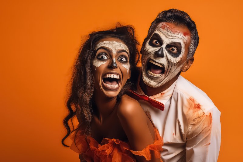 man and woman dressed up for Halloween
