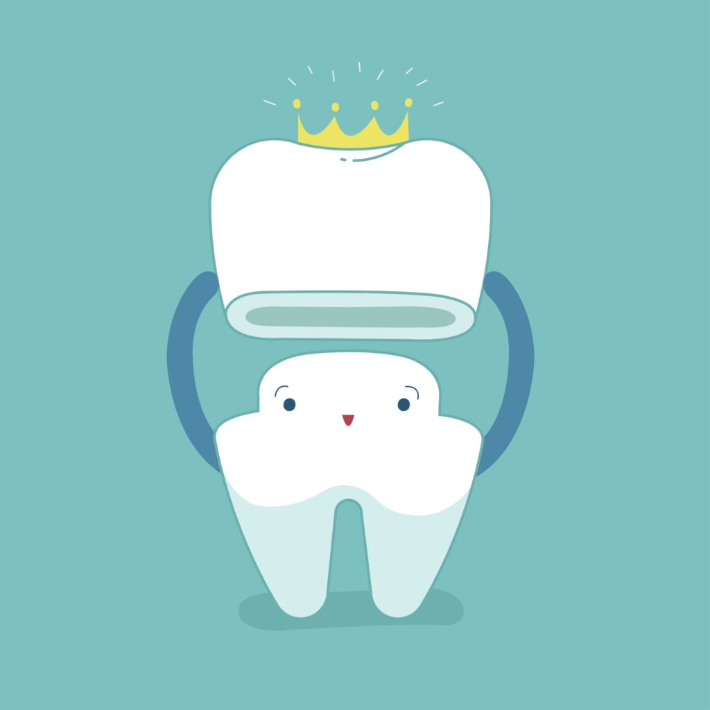 Tooth wearing a crown